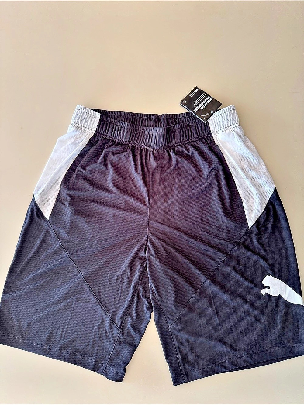 Puma Men's Athletic Shorts Black & White Size Large